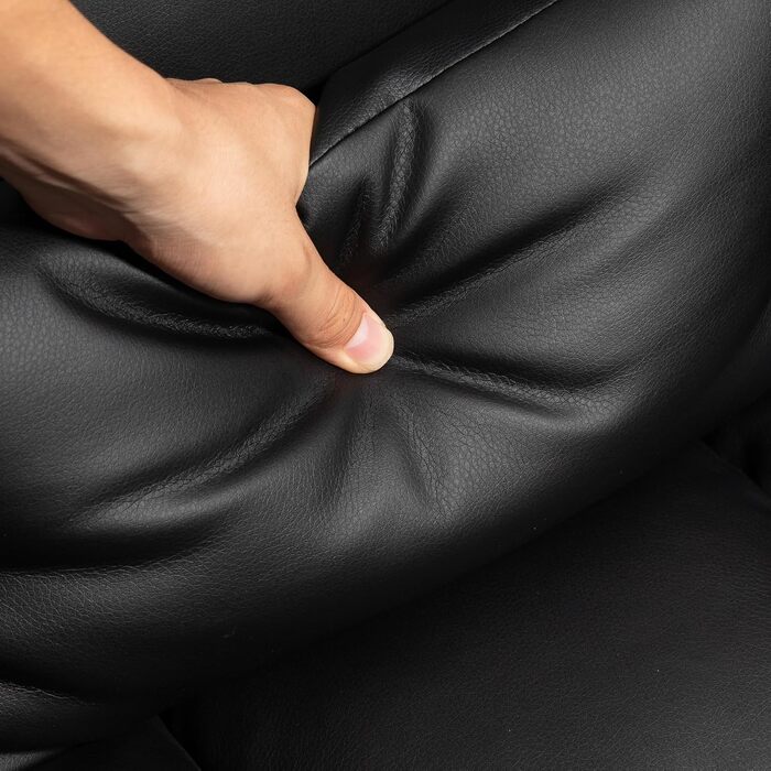 Офісний стілець HOMCOM Ергономічне робоче крісло з поперековою опорою, підлокітниками, підставкою для ніг, регульованим по висоті обертовим кріслом зі штучної шкіри, м&39яке комп&39ютерне крісло, чорний колір