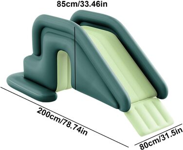 Гірка для басейну - надувна водна гірка для басейну, водна гірка для плаваючого басейну 78.74 x 31.5 x 33.46 дюймів міцна, захищена від нахилу іграшка для аквапарку, літня гра на гірці для наземних зелених