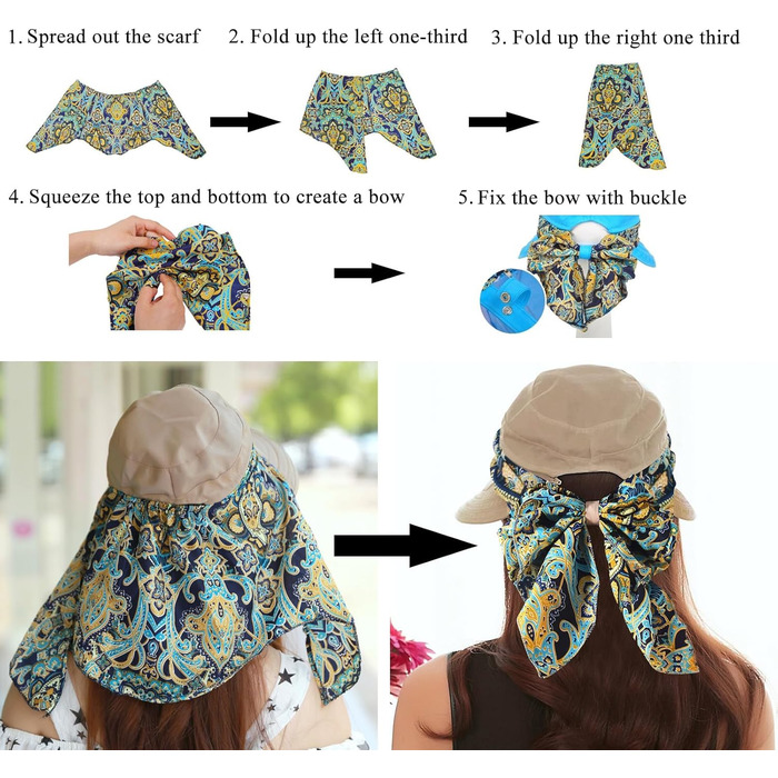 Жіночий складаний сонцезахисний капелюх KXF 2-в-1 з клапаном на шиї, дихаючий, швидковисихаючий, захист 360, козирок для спорту на свіжому повітрі, широкий козирок, захист від ультрафіолету UPF 50, капелюх для пляжної риболовлі, один розмір 4