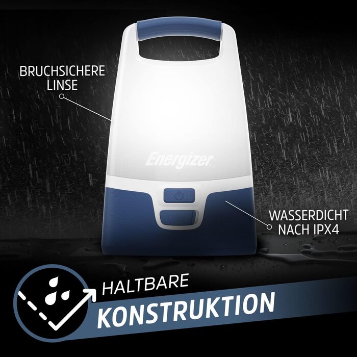 Ліхтар для кемпінгу Energizer SMART, акумуляторний, 1200 люмен, водонепроникний IPX4, освітлення на 360 градусів, кемпінговий ліхтар, включаючи зарядний кабель