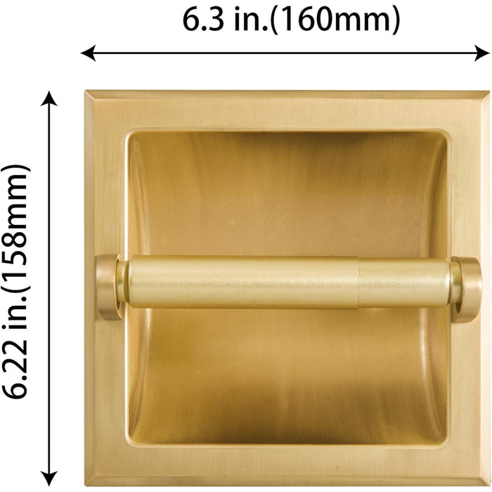 Тримач для туалетних рулонів SENTO в золотому кольорі, настінний, міцний металевий тримач для туалетних рулонів із заднім кріпленням, вбудовується в стіну, простий монтаж, колір сатинована латунь сатинована латунь