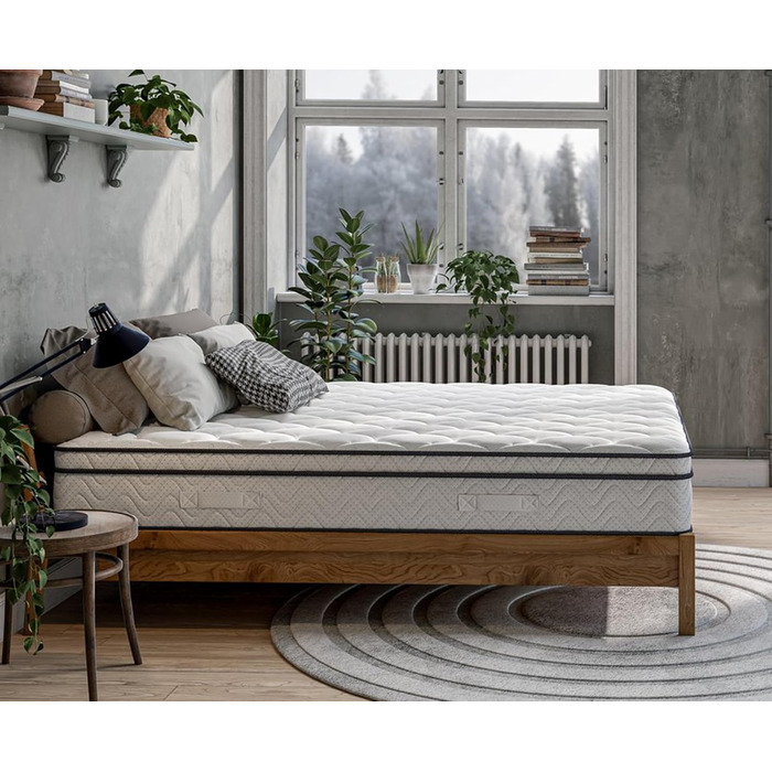 Матрац Vesgantti 160x200 7-зонний пружинний матрац Кишеньковий пружинний матрац середньої жорсткості Ортопедичний бочковий пружинний матрац Кишенькового типу (H3, верхня частина короба 26 см) H3, верхня частина короба 26 см 160 x 200 см