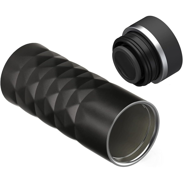 Термокружка Elasto Premium з нержавіючої сталі з кнопкою 450 мл Герметична кришка Гаряча та холодна Без BPA Термокружка для кави з собою з діамантами Матовий блиск Чорний онікс