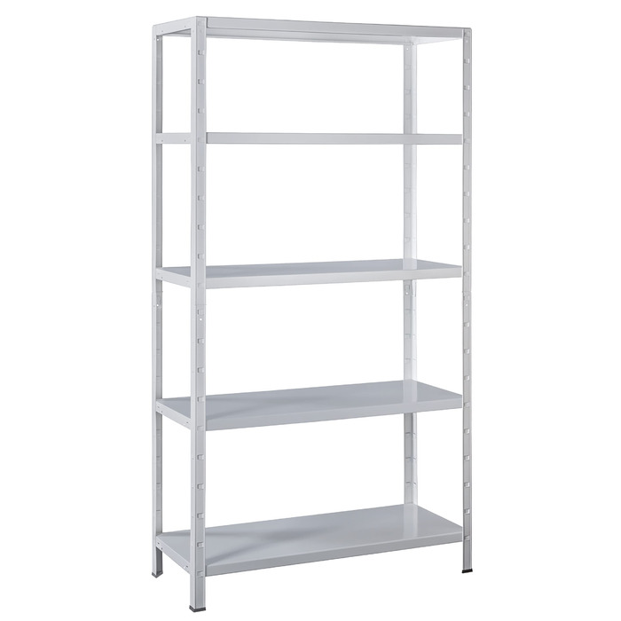 Система полиць SCHULTE з 5 полицями PowerMAX, вантажопідйомність 65 кг, 190x100x40 см (ВxШxГ), білий, полиця для зберігання, полиця для майстерні, полиця для підвалу, полиця для гаража, металева полиця