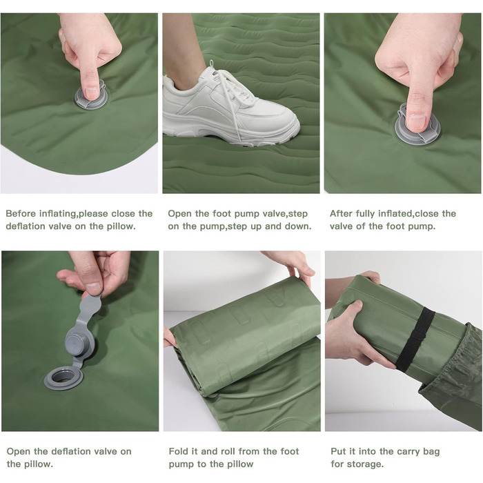 Килимок для сну для 2 осіб, для вулиці, 196 x 135 x 12 см. Килимок для сну/кемпінговий матрац із вбудованим ножним насосом та подушкою для походів, піших прогулянок, наметів та подорожей. Twin XL