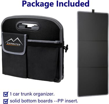 Органайзер для багажника M KARMATER, машинне прання, матеріал PP, 3 відділення, автомобільне зберігання, 95 л, водонепроникний поліестер, органайзер для аксесуарів та 6 кишень, підходить для позашляховиків, мінівенів, пікапів. Розміри 91.4 x 35.6 x 30.5 с
