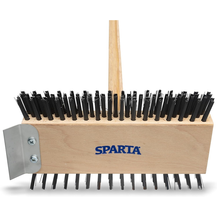 Щітка для гриля Carlisle 4002600 Broiler Master, вугільна сталь, довжина 77,5 см, ручка та основа з твердого дерева, натуральний колір