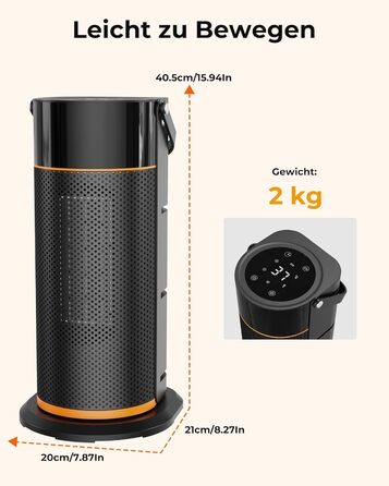 Енергозберігаючий вентилятор-обігрівач потужністю 2000 Вт, тихий керамічний швидкодіючий PTC-обігрівач з пультом дистанційного керування, таймером, функцією повороту на 70, світлодіодним дисплеєм для використання в офісі, спальні, ванній кімнаті, вдома, ч