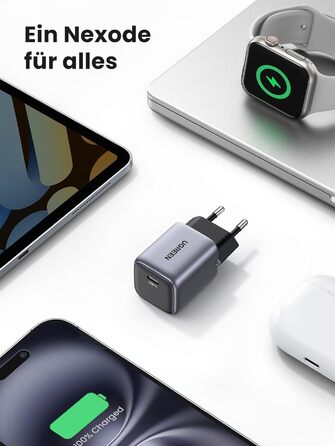 Сумісний з iPhone 16 Pro Max, 16 Plus, 16, 15 Pro, 14, Galaxy S24 Ultra, S23, iPad, Tab A8, Pixel, HomePod (чорний), 30W USB C Pow