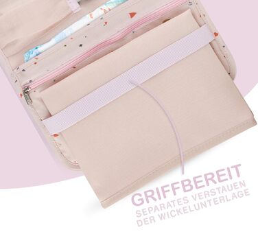 Сумка для підгузків Jubi з пеленальним килимком для подорожей з додатковим простором - маленька сумка для підгузків - рожева з кон