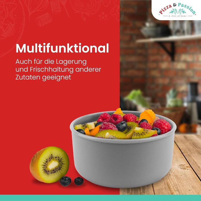 Коробка для тіста для піци Pizza&Passion з кришкою - Набір із 6 силіконових коробок для тіста для піци - Силіконові коробки для тіста для піци з антипригарним покриттям - Коробка для розстойки тіста для піци, Коробка для піци, Аксесуари для піци для розст