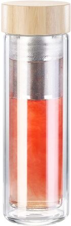 Подвійна пляшка для чаюПодвійна скляна пляшка з неопреновим чохлом та чайним ситечком, 400 мл (термос)