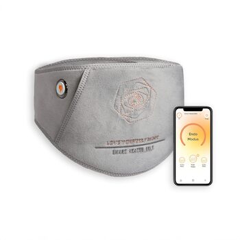 Розумний нагрівальний пояс для нижньої частини живота, живота та спини Інфрачервоне тепло Сертифікований матеріал (без хрому, свинцю, кадмію) Зовнішній зарядний пристрій ємністю 5000 мАг Розроблено в Німеччині Маленький розмір 60-90 см