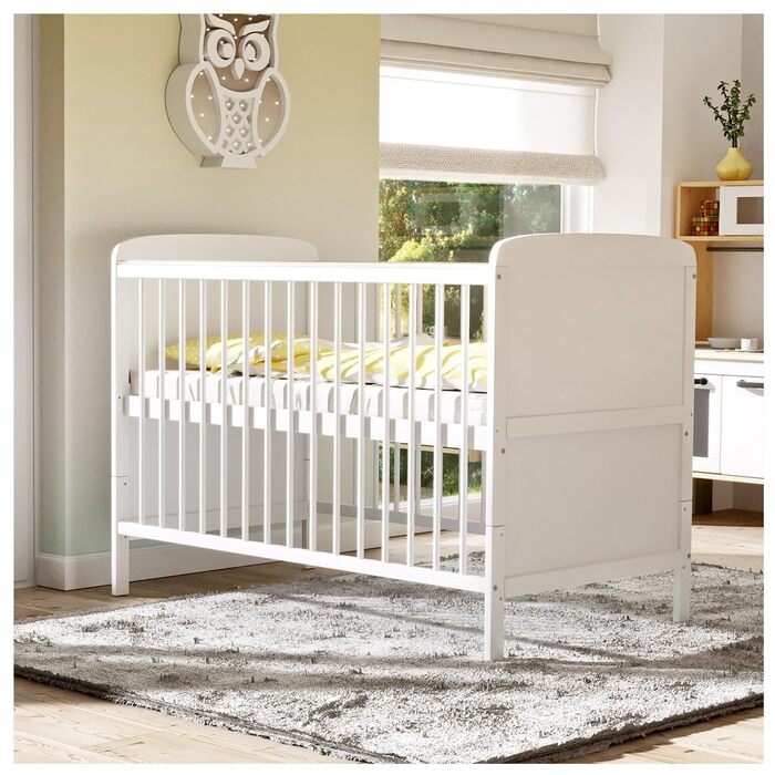 Дитяче ліжечко 70x140 см біле дитяче ліжко, що трансформується в дитяче ліжко &quotНаталі&quot, масив сосни, з прорізувачами