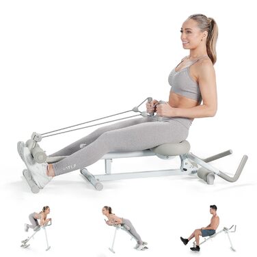 Гребний тренажер WONDER CORE 4-в-1 для домашнього використання, тренажер для жиму ногами, тренажер для пресу та римський тренажер для кардіо та силових тренувань Компактний, тренування всього тіла, до 242 кг