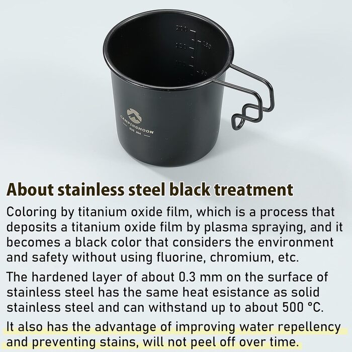 Набір з 2 предметів Campingmoon BKS-190-2P з нержавіючої сталі 304, малий, 210 мл, чорний
