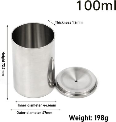 Чашка для вимірювання питомої ваги фарби об&39ємом 37/50/100 мл, високоточний вимірювач щільності з нержавіючої сталі, рідинний пікнометр, для визначення питомої ваги фарби або подібних матеріалів 100 мл