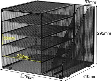 Металевий органайзер для офісного столу EasyPAG A4 із 7 кишеньками, тримач для документів, лоток для файлів, тримач для журналів, лоток для листів, органайзер для паперових журналів, чорний