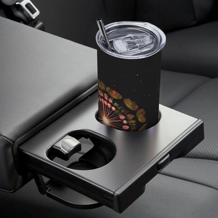 Кухоль з прямою трубочкою, 590 мл, дизайн зірки з кульбаб, друкований, дорожній кухоль, підходить для кемпінгу, офісу та дому