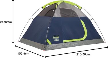 Намет кемпінговий купольний 2-місний Coleman Sundome – 3-сезонний, WeatherTec, водостійкий, Navy/Grey