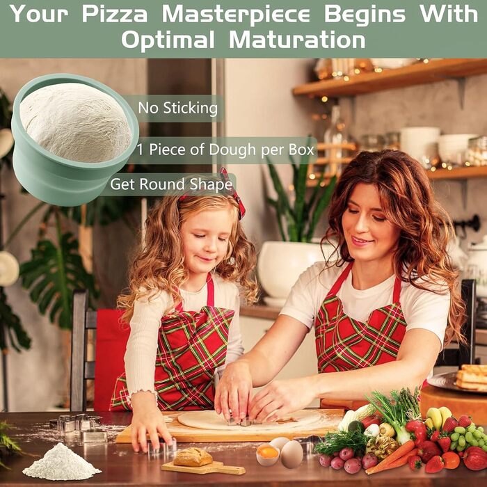 Контейнер для розстойки тіста для піци з кришкою, набір з 4 шт. , компактний контейнер для розстойки тіста для піци - антипригарний силіконовий контейнер для тіста для піци - контейнер для піци, контейнер для розстойки та контейнер для тіста - можна викор