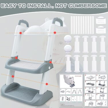 Дитяче сидіння для унітазу MULEVIP, дитячий унітаз, сидіння для унітазу для малюків зі сходами, дитяче сидіння для унітазу, регуль