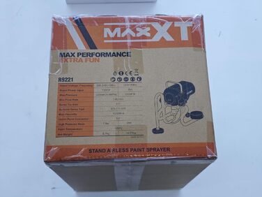 Безповітряний фарборозпилювач MAXXT - Макс. Витрата 1,6 л/хв - 226 бар - Підходить для фарб і глазурі - У комплекті шланг 7,5 м - Розпилювальний наконечник 517 - Система розпилення фарби DIY-проекти в саду, огорожі та фарбування стін