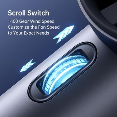 Портативний портативний вентилятор JISULIFE, регульована швидкість (1-100), міні-вентилятор Turbo, акумуляторна батарея 3600 мАг, цифровий дисплей, для жінок, чоловіків, подорожей/кемпінгів/на природі синій