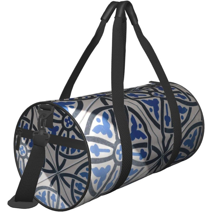 Дорожня сумка-циліндр з квітковим принтом, синьо-біла, для чоловіків та жінок, спортивна сумка, сумка для подорожей