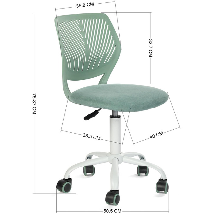 Крісло для домашнього офісу FurnitureR, ергономічне обертове крісло з регульованою висотою та коліщатками, сучасне комп&39ютерне крісло для навчання та офісу, тканина Morandi кольору Aqua, Крісло для домашнього офісу