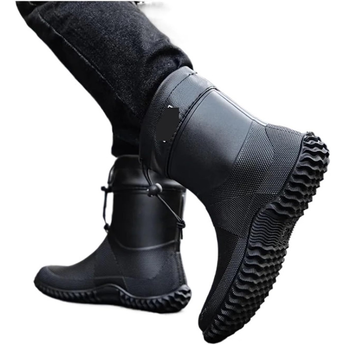 Чоловічі гумові чоботи, короткі гумові чоботи, одяг для роботи на природі, водонепроникне взуття, низькопрофільні, легкі, нековзні, водні чоботи, чорні, EU 40