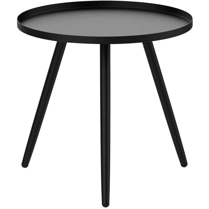 Металевий журнальний столик, 46 x 50 см, сучасний круглий диван-столик для вітальні, чорний, практична тумбочка для спальні