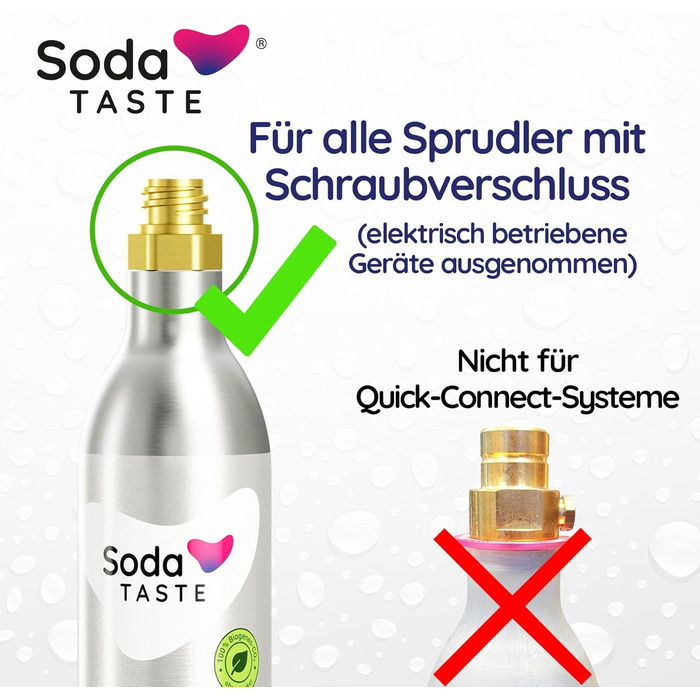 Купівельний балон CO2 SodaTASTE (резервний циліндр) для виробників газованої води, зі смаком натурального лимона, без сиропу, до 60 л газованої води зі смаком, без цукру