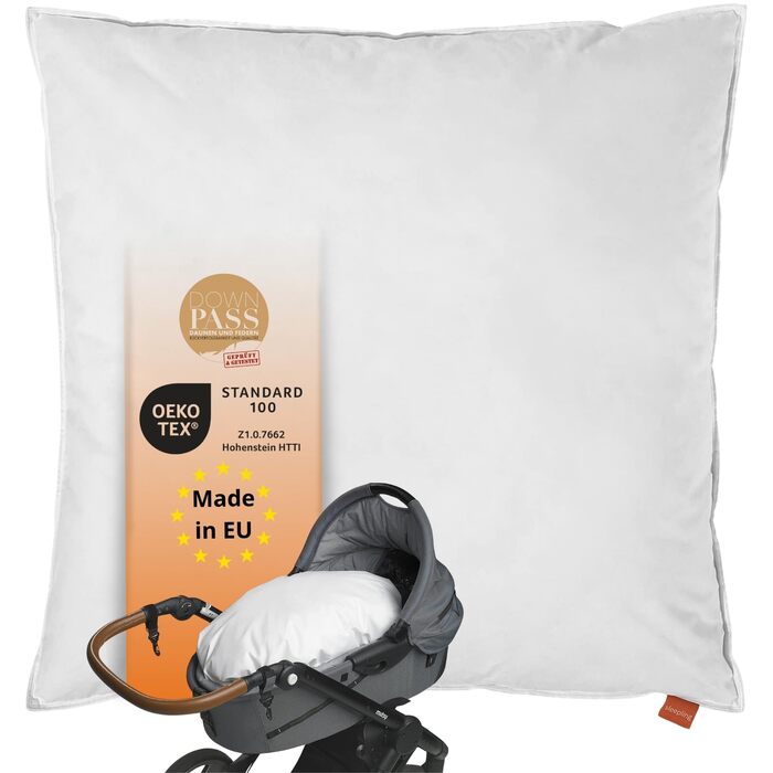 Подушка для коляски Sleepling 80x80 см, пухова ковдра для немовлят, подушка для коляски виготовлена зі 100 бавовни, 400 г пір&39я та пуху, Downpass, ковдра для коляски 80 x 80 см, можна прати, зроблено в ЄС