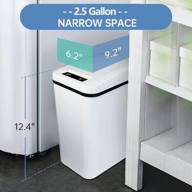 Сенсорний сміттєвий бак 12 л, автоматичний безконтактний сміттєвий бак з розумним датчиком для ванної офісу кухні, безшумний водон