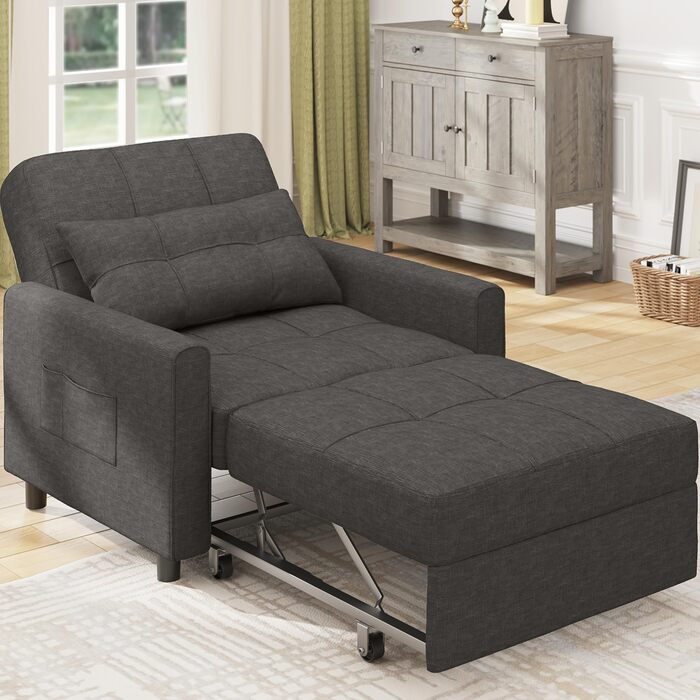 Крісло-реклайнер Bealife, крісло-ліжко з регульованою спинкою, крісло для телевізора, розкладний диван-ліжко, крісло-реклайнер для вітальні, спальні (темно-сірий)