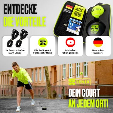 Тенісний тренажер TENIX Power Grip автотренажер для дітей та дорослих грайте соло у дворі, парку, на корті м’яч на гумці 5 м + антиковзка база + чохол 1000 ударів без партнера оригінал 2025
