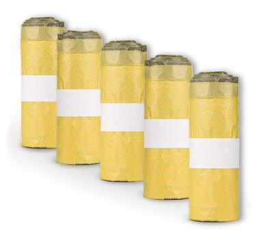 Надзвичайно міцні жовті пакети - пакет для переробки зі шнурком, 90 літрів, товщина матеріалу 22 мкм - жовтий пакет (5 рулонів)