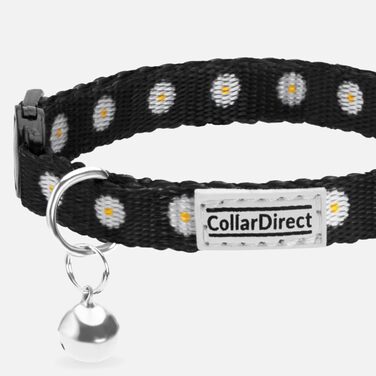 Нашийник для котів CollarDirect з дзвіночком, квітковий візерунок, 2 шт., набір з квітів, регульовані захисні нашийники для котів, кошенят (чорний зелений)
