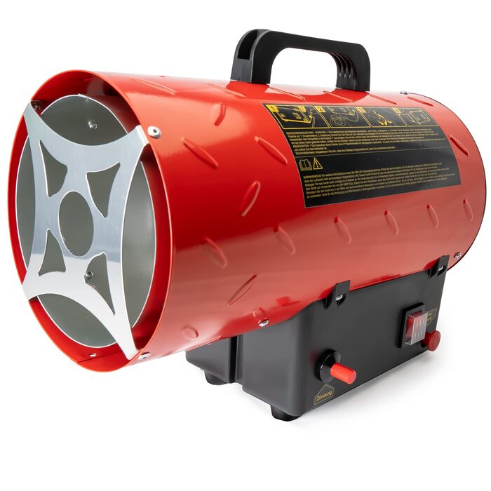 Газовий обігрівач Grafner XXL, 15 кВт, зі з&39єднувальним шлангом, регулятором тиску, турбовентилятором, п&39єзорозпалом, для стандартних газових балонів, генератором гарячого повітря, нагрівальною гарматою, газовим обігрівачем, будівельним обігрівачем, н