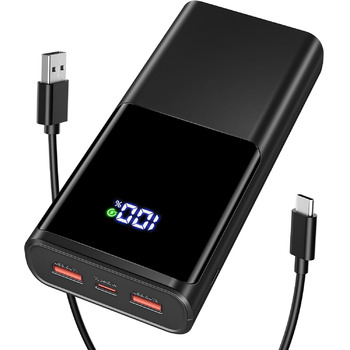 Зовнішній акумулятор Power Bank 23800mAh, 22,5 Вт Швидка зарядка Power Bank PD3.0 & QC4.0 Швидка зарядка USB C зі світлодіодним дисплеєм, 3 виходи 3 входи Сумісний з iPhone Samsung Xiaomi Huawei і т.д. Чорний