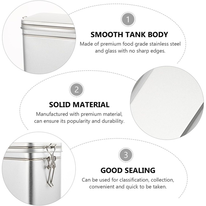 Білий бляшаний контейнер для зберігання кави з ретро-дизайном, герметичний контейнер для кавових зерен та меленої кави, квадратний контейнер для зберігання для кухні та дому, сріблястий, 7,5 x 4,7 x 3,1 дюйма