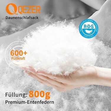 Пуховий спальний мішок, зимовий спальний мішок, преміум-пух 600FP, від 12C до -24C, легкий та теплий на 3-4 сезони, для кемпінгу, походів та трекінгу на природі, помаранчевий, 7C