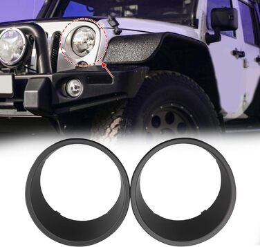 Пара матових чорних чохлів для фар Накладки на фари для Jeep Wrangler JK & Wrangler Unlimited 2007-2017, 1