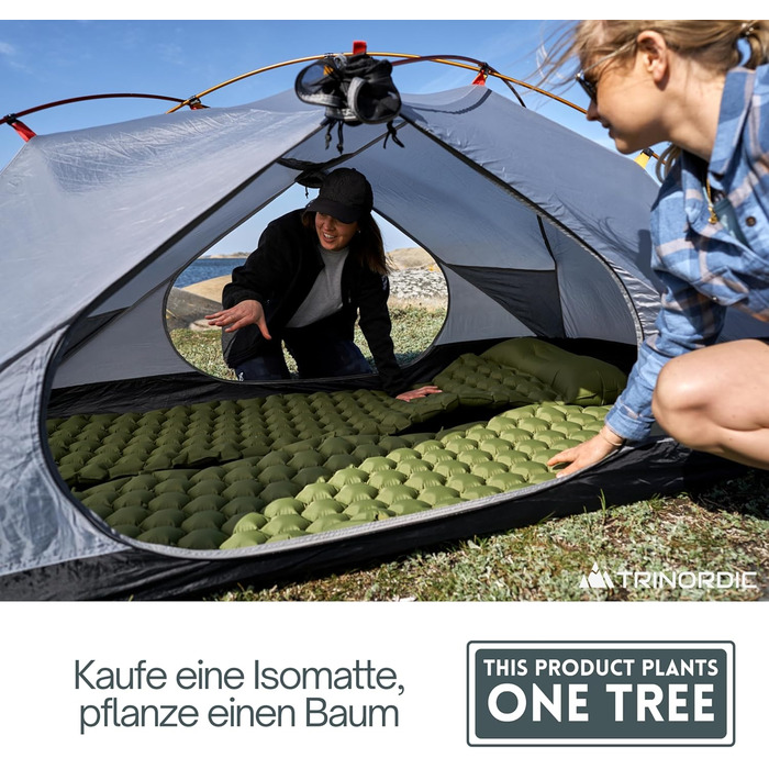 Г надлегкого надувного килимка для сну - з надувною подушкою - кемпінговий матрац з невеликим розміром упаковки для активного відпочинку, кемпінгу, піших прогулянок та велотуризму, лісово-зелений з подушкою, 550