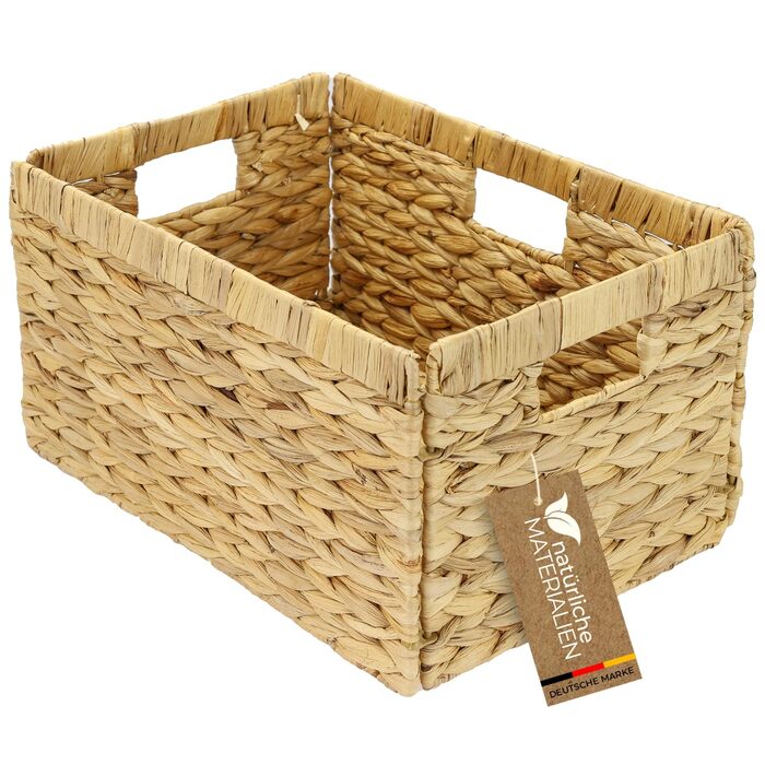 Кошик для зберігання HMF, сплетений з водяного гіацинта підходить для книжкової шафи Billy 35 x 25 x 20 см