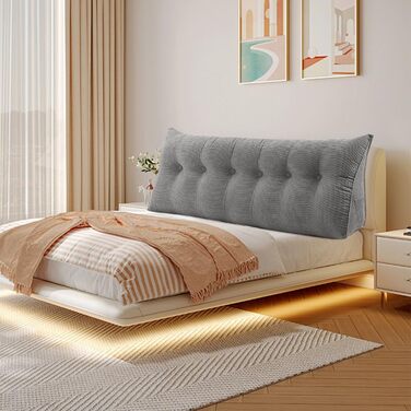 Подушка для читання для ліжка або дивана, трикутна, зі спинкою, подушкою для дивана, дитячим узголів&39ям, знімним чохлом, м&39якою, для додаткового комфорту - 180 * 50 * 20 см - One Grey 180 X 50 X 20 см, сірий