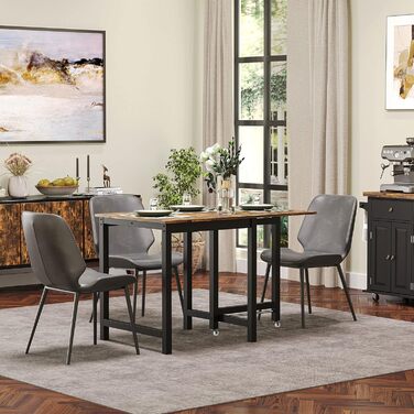 Розкладний прямокутний обідній стіл HOMCOM для 4-6 осіб на колесах, металевий обідній стіл 118 x 70 x 76,5 см, коричневий