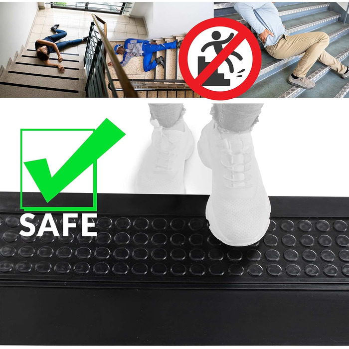 Килимки для сходів гумові зовнішні/внутрішні нековзні сходові килимки чорний розмір 150x30x4cm 150x30x4cm чорний