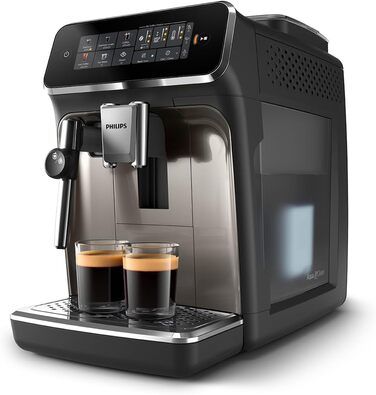 Кавомашина автоматична PHILIPS 3300 Series Panarello, чорна, 5 видів кавових напоїв, чорний/хром